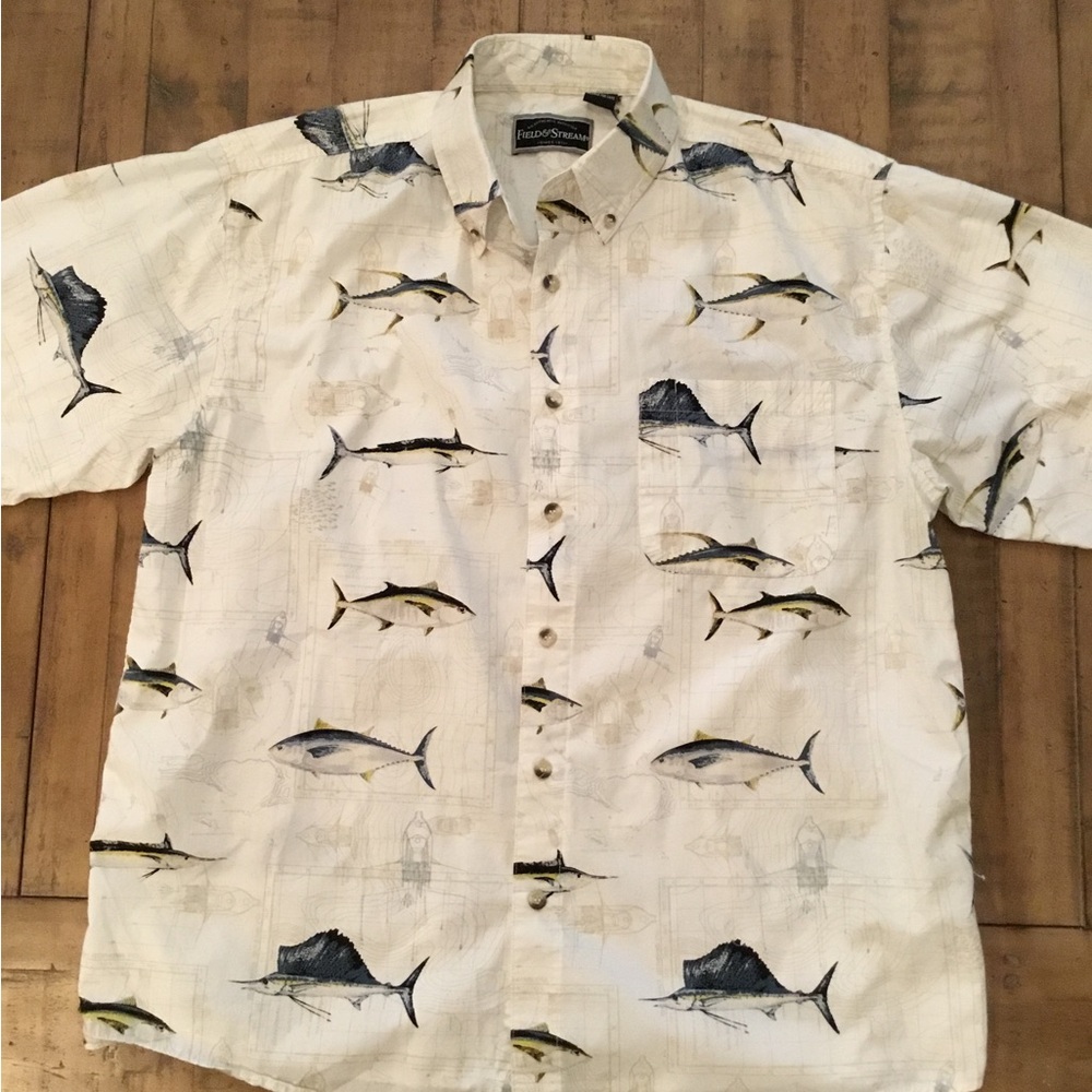 Men’s Field & Stream Tropical Fish Print Short-Sleeve Shirt